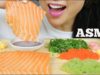 ASMR SALMON SASHIMI SLAB + WASABI TOBIKO EGGS + FIRE SAUCE (EATING SOUNDS) NO TALKING | SAS-ASMR