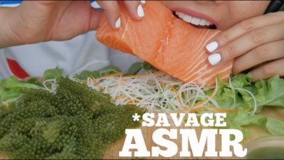 ASMR Salmon + Seagrapes (EXTREME EATING SOUNDS) NO TALKING | SAS-ASMR