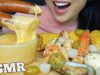 ASMR SEAFOOD BOIL *KING CRAB SAUSAGE SHRIMP MUSSEL CHEESE SAUCE (EATING SOUND) NO TALKING | SAS-ASMR