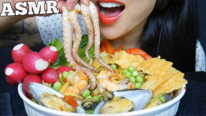 ASMR ส้มตำซีฟู้ด SEAFOOD THAI SPICY PAPAYA SALAD + FRESH VEGGIES (EATING SOUND)NO TALKING | SAS-ASMR
