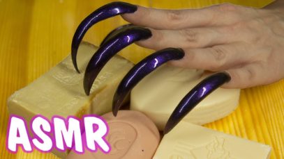 ASMR SLICING SOAP for sleep. Satisfying sound from long nails tapping & scratching.