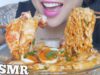 ASMR SPICY CHEESY NOODLES + CHEESY RICE CAKES + KING CRAB (EATING SOUNDS) NO TALKING | SAS-ASMR