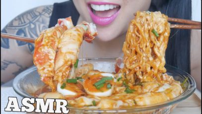 ASMR SPICY CHEESY NOODLES + CHEESY RICE CAKES + KING CRAB (EATING SOUNDS) NO TALKING | SAS-ASMR