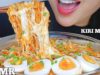 ASMR SPICY NOODLES + KIRI MOCHI + CHEESY ENOKI MUSHROOMS (EATING SOUNDS) NO TALKING | SAS-ASMR