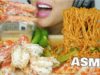 ASMR SPICY NOODLES + MINI SEAFOOD BOIL KING CRAB + CHEESE SAUCE (EATING SOUND) NO TALKING | SAS-ASMR