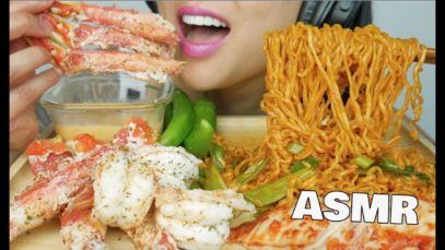 ASMR SPICY NOODLES + MINI SEAFOOD BOIL KING CRAB + CHEESE SAUCE (EATING SOUND) NO TALKING | SAS-ASMR
