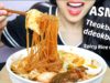 ASMR Spicy Rice Cake (sticky chewy EATING SOUNDS) Tteokbokki ddeokbokki 떡볶이 NO TALKING | SAS-ASMR