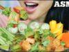 ASMR SPICY SALMON SASHIMI SALAD + FRESH VEGGIES (EATING SOUNDS) NO TALKING | SAS-ASMR