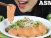 ASMR SPICY THAI NOODLE SALAD + SALMON SASHIMI (EATING SOUNDS) NO TALKING | SAS-ASMR