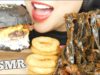 ASMR SQUID INK FETTUCCINE + ONION RINGS + CHEESE BURGER (EATING SOUNDS) NO TALKING | SAS-ASMR
