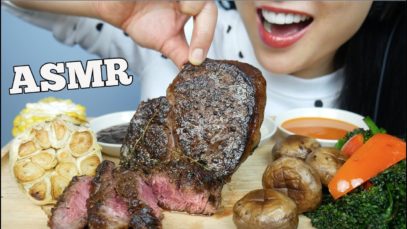 ASMR STEAK + ROASTED VEGGIES + CORN (EATING SOUNDS) NO TALKING | SAS-ASMR