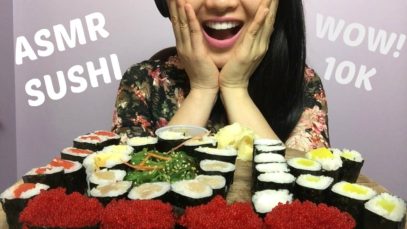 ASMR SUSHI NO TALKING (THANK YOU FOR 10K) EATING SOUNDS | SAS-ASMR