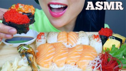 ASMR SUSHI PLATTER *SASHIMI + NIGIRI + ABURI (EATING SOUNDS) NO TALKING | SAS-ASMR