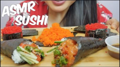 ASMR SUSHI (Tobiko Eggs + Salmon, Tuna Cones) Satisfying Eating Sounds NO TALKING | SAS-ASMR