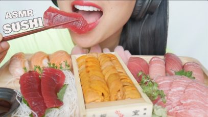 ASMR SUSHI *Uni + Sashimi + Nigiri (EATING SOUNDS) NO TALKING | SAS-ASMR