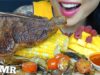 ASMR T-BONE STEAK + PORTOBELLO MUSHROOMS CORN MANGO RASPBERRY (EATING SOUNDS) NO TALKING | SAS-ASMR