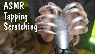 ASMR tapping & scratching NO talking Long Nails silver theme Special order for Night Cat