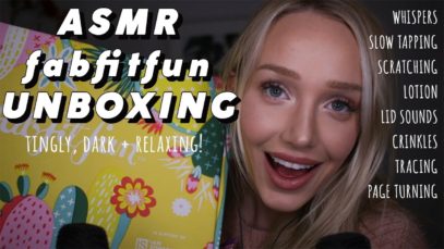 ASMR Tingly FabFitFun Spring Haul | dark + relaxing, soft whispers, slow tapping, lid sounds