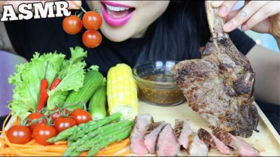 ASMR TOMAHAWK STEAK + FRESH VEGGIES + THAI DIPPING SAUCE (EATING SOUNDS) NO TALKING | SAS-ASMR