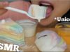 ASMR Unicorn CREPE CAKE + BUN (SOFT STICK EATING SOUNDS) NO TALKING | SAS-ASMR