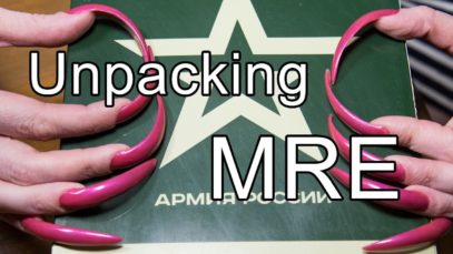 ASMR unpacking MRE Russian army whisper ear to ear