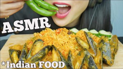 ASMR Vegetable BIRYANI + CURRIED MUSSELS *Indian FOOD (EATING SOUNDS) NO TALKING | SAS-ASMR