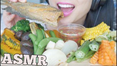 ASMR Veggies + Spicy Thai dipping Sauce *น้ำพริกกะปิ (EATING SOUNDS) NO TALKING | SAS-ASMR