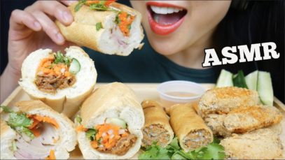 ASMR VIETNAMESE FOOD *BANH MI + FRIED ROLL + CHICKEN WINGS (EATING SOUNDS) NO TALKING | SAS-ASMR