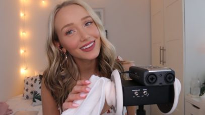 ASMR Whispered Binaural Ear Play! (3dio blowing, cleaning, mic brushing, ear cupping) | GwenGwiz