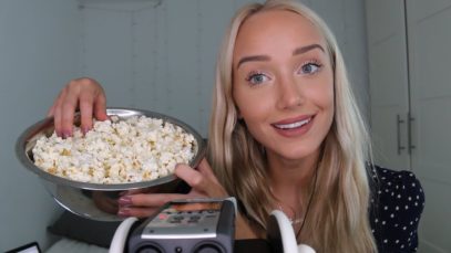 ASMR Whispered Movie Facts & Popcorn Eating Binaural | GwenGwiz