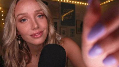 ASMR Whispered Trigger Words | with face touching + brushing