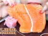 ASMR WHOLE RAW SALMON SLICE (EXTREME SAVAGE EATING SOUNDS) | LINH-ASMR