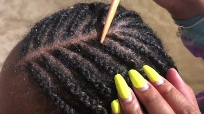 Close-Up Scratch Between Braids | ASMR