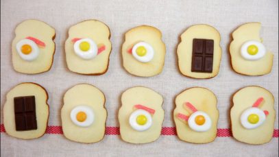 Edible Mini Toast Cookies  なんちゃってベーコンエッグトースト・チョコトーストのおもちゃみたいなクッキー。食べられます。
