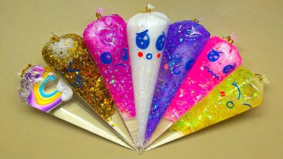 How To Make Glitter Slime w/ Funny Piping Bags! Satisfying Rainbow Slime ASMR Video