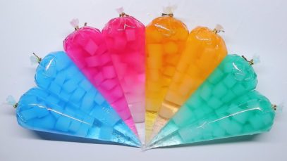 Making 4 Colors JELLY CUBE Slime with Piping Bags ? Oddly Satisfying Slime Video ?ASMR️?