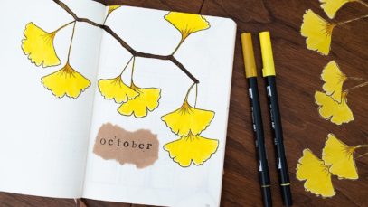 October 2019 Bullet Journal Setup ? Gingko Leaves Theme ASMR