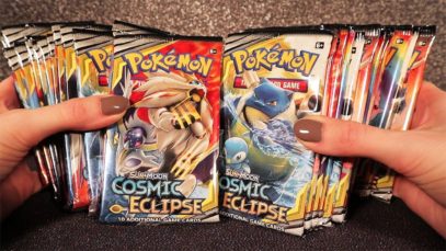 Opening Pokemon Cosmic Eclipse Booster Box ? ASMR Relax Crinkles and Cards Sounds