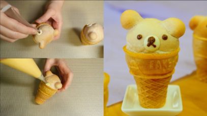 Teddy Bear Ice Cream Roll アイスクリームコーンでクマさんパン