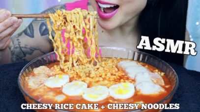 ASMR CHEESY SPICY NOODLE CHEESY RICE CAKE SPAM & EGGS (NO CRUNCH EATING SOUND) NO TALKING | SAS-ASMR