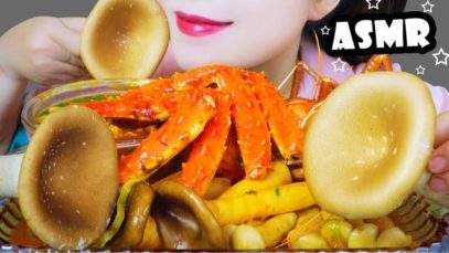 ASMR EATING STEW FIRE NOODLES X PRAWN X KING CRAB X LONG LEG MUSHROOM EATING SOUNDS | LINH-ASMR