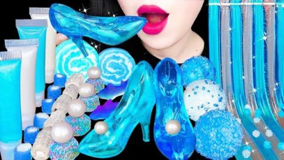 ASMR EDIBLE GLASS SHOES, LIP GLOSS, JELLY NOODLES, COTTON CANDY 유리구두, 먹는 립스틱, 투명 젤리국수 EATING SOUNDS
