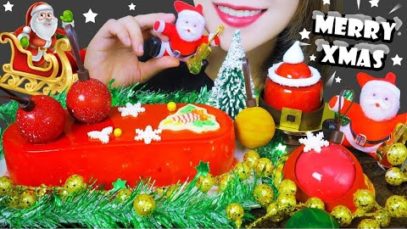 ASMR MERRY CHRISTMAS CAKES , EATING SOUNDS | LINH -ASMR