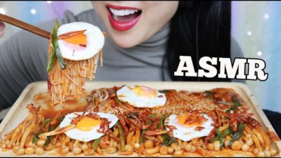 ASMR SPICY ENOKI MUSHROOMS + SNOW MUSHROOMS + FRIED EGGS (EATING SOUNDS) NO TALKING | SAS-ASMR