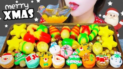 ASMR XMAS MUNG BEAN CAKE X MACARON EATING SOUNDS | LINH-ASMR