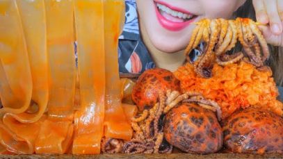 ASMR EATING SPICY GIANT GLASS NOODLES X GIANT MUSHROOM X SNOW MUSHROOM x OCTOPUS | LINH ASMR