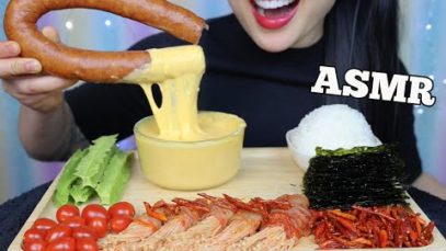 ASMR KOLBASSA SAUSAGE, CHEESE SAUCE, ENOKI KIMCHI (CRUNCHY SNAP EATING SOUNDS) NO TALKING | SAS-ASMR