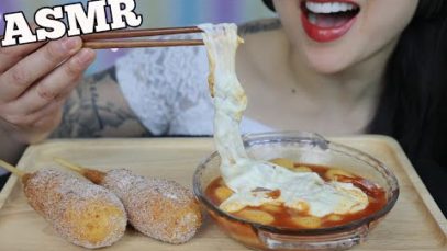 ASMR KOREAN CHEESY CORN DOGS, EXTRA CHEESY MINI CHEESE RICE CAKE (EATING SOUND) NO TALKING SAS-ASMR