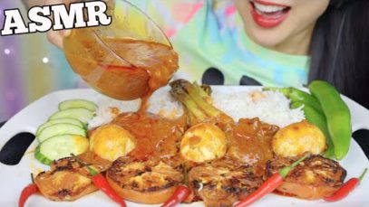 ASMR LAMB + EGG CURRY + BASMATI RICE + GRILL TOMATO + PEPPERS (EATING SOUNDS) NO TALKING | SAS-ASMR