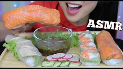 ASMR SALMON SASHIMI + JUMBO SHRIMP + VIETNAMESE HAM SALAD ROLL (EATING SOUNDS) NO TALKING | SAS-ASMR